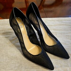 Jessica Simpson Black Rhinestone Mesh Pumps Sz 10